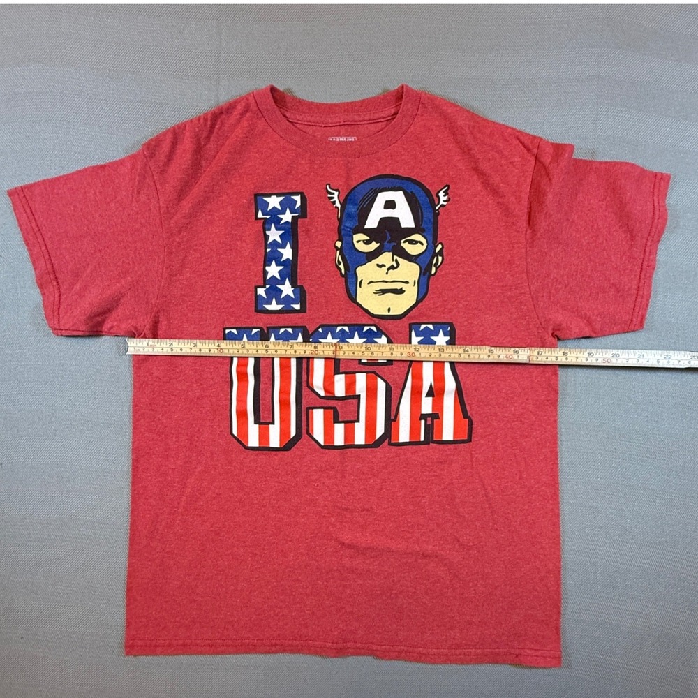 Marvel Captain America I Love USA Red Graphic T-Shirt Mens Large Avengers 2026 - Picture 4 of 6
